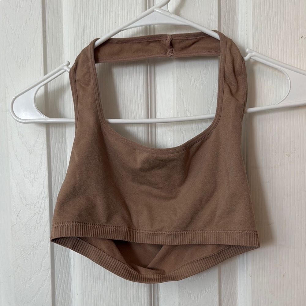 Brown Halter Crop Top